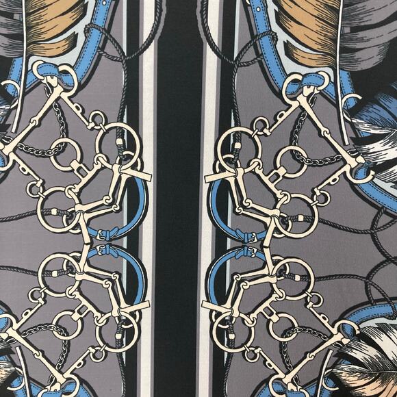 NWOT HALE BOB Blouse S Chains-Rope Leaf Faux Wrap Long Sleeve Lined Stretchy - Picture 7 of 11